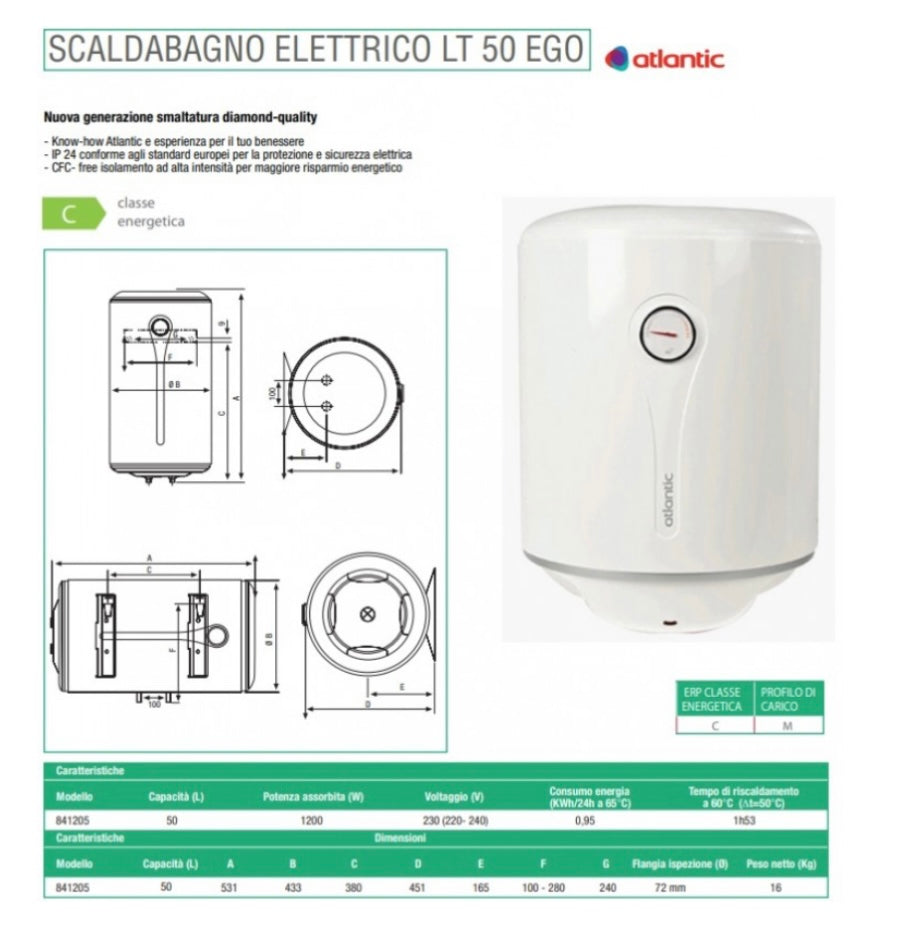 Scaldabagno Atlantic Ego 50L.