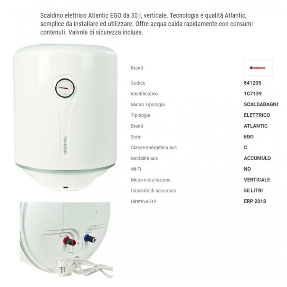 Scaldabagno Atlantic Ego 50L.