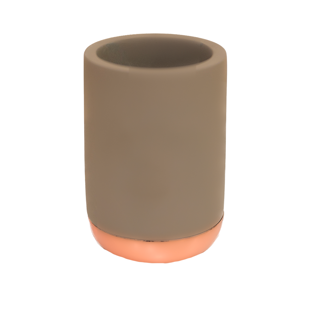 Bicchiere porta spazzolino cemento/rame